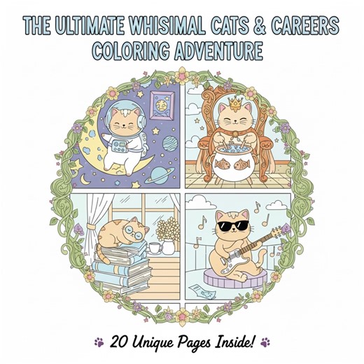 20 Cat Coloring Pages for Kids, Digital Download, Printable Kitty Coloring Sheets, Joy Studio - Etsy