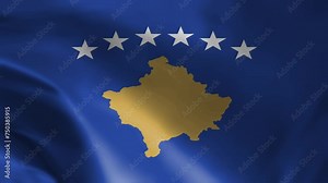 Kosovo flag waving animation, perfect looping, 4K video background, official colors, looping National Kosovo flag animation background 4k best choice and suit for your footage