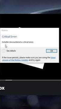 Roblox Critical Error. Solusi Roblox Tidak bisa dibuka #roblox #fixed