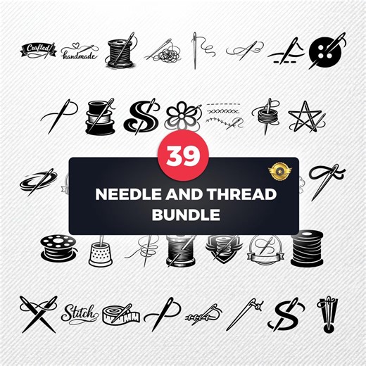 Needle and Thread SVG Bundle 39 Clipart | PNG Eps PDF Dxf | Sewing Vector Silhouette Graphics - Etsy