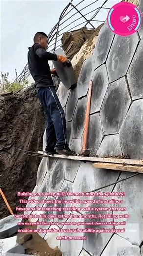 Save Your Land! 🏔️ The Power of Retaining Walls #landscape #construction #ErosionControl #satisfying