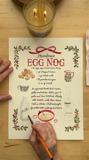 Grandma’s Egg Nog Recipe | Watercolor Illustrated Video