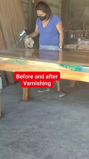 17K views · 222 reactions | #solid #wood #finishing #before #and #after #shiney #glossy #finish #varnishing #top #coating #reels | Diclihon Wood Work | Facebook