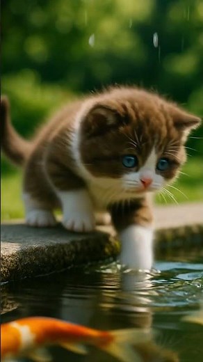 Curious Kitten Discovers the Koi Pond 🐱🐟 | Fluffy Box