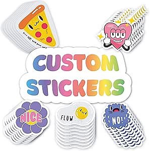 Bulk Custom Stickers – Upload Your Logo or Design – Waterproof Vinyl Labels – Die Cut or Kiss Cut Shapes – 20 to 10000 pcs for Business Branding & Packaging – Durable UV Resistant Decals