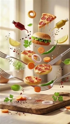 Floating Burger & Pizza 😍 | Satisfying Food Motion