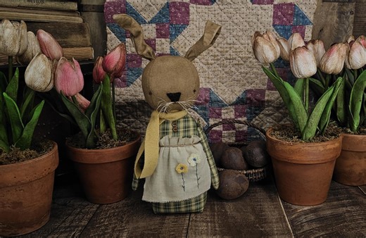 Primitive Easter Bunny: Homespun Farmhouse Spring Decor - Etsy
