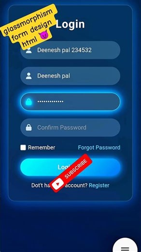 Neon Glow Login Form UI✨| Modern Glassmorphism Design #shortsfeed #short #codinglife #WebDevelopment