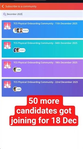 Tcs joining number increased for 18 Dec by 50 #tcs #new #tcsjoining #joining #onboarding #dates