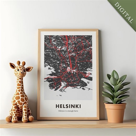 Helsinki Map Digital Download | Printable Finland Wall Art | Instant City Print | Last Minute Gift - Etsy