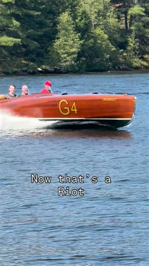5.6K views · 697 reactions | Put your foot into that gas pedal in a 26 ft Gentleman Race by Clarion Boats in the aptly named “Riot” Powered by a big block V8 Does it get any better ? #woodboat #oldboat #lakeboat #woodenboat #lakelife #boat #antiqueboat #vintageboat #riverboat #muskoka #gentleman #boatbuilding #boatride #boattrip #boatshow #waterfront | Kevlar Bike | Facebook