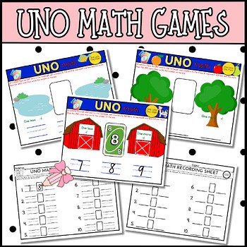 UNO Math Games: One More One Less, Comparing Numbers, Place Value, Add, Subtract