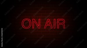On air text on neon sign. Night bright advertisement. 4K Motion Design Animation