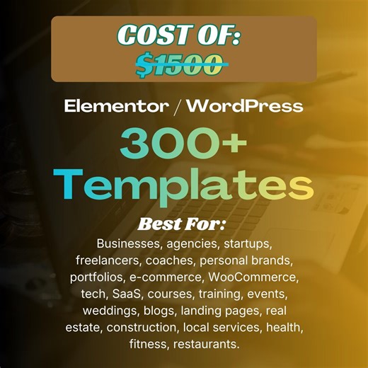 Wordpress Website Templates Bundle | 300  Elementor Website Templates & Themes for Business, Coach, Restaurant, Wedding, Ecommerce - Etsy