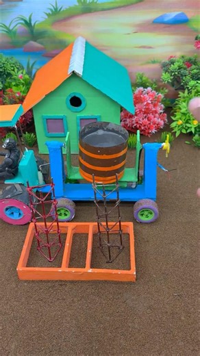 Mini Cement Pouring with Steel Frame 🏗️ | DIY Foundation Build Satisfying Video#shorts