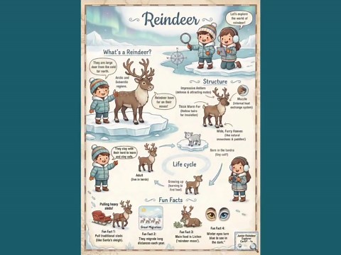 Reindeer Life Cycle Poster | Arctic Animals, Kids Science Chart (digital Download) - Etsy