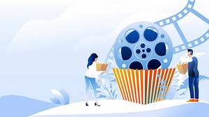 Download Old fashioned retro cinema projector plays film on the black background. Isolated vintage movie projector with rotating bobbins and film reels. for free