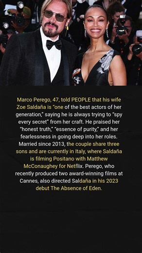 Marco Perego on Wife Zoe Saldaña: “She’s Unconventional, Very Beautiful, and Very Honest”