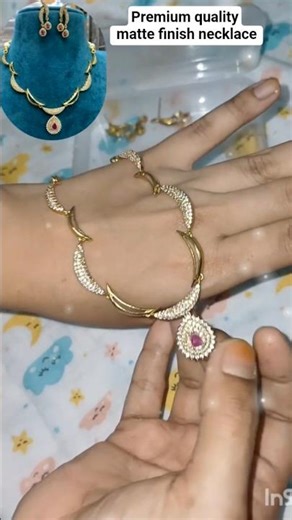 Meesho Necklace With Earrings Premium Quality uality Matte Finish ad Stone Necklace