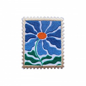 Blue Abstract Flower Stamp 3" Embroidery Flower Patch, Iron On/sew on Fabric Patches for Clothes Backpacks Hat Jeans, Vintage Stamp Patches - Etsy Australia