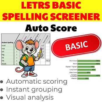 LETRS Basic Spelling Screener | Automatic Scoring & Grouping by Need
