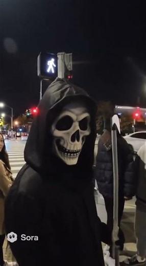 Body Cam Captures Grim Reaper Halloween Encounter at Crosswalk 😱☠️