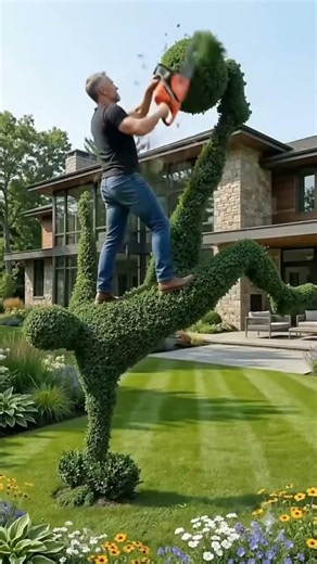 Satisfying Soccer Player Garden Sculpture Transformation! ✂️✨ #satisfying