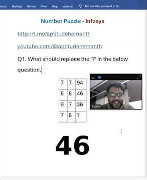 Number Puzzle - Infosys - SSC Exams