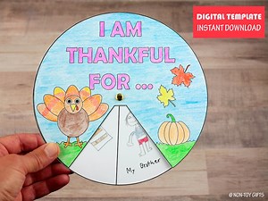 I Am Thankful for Printable, Thankful Template Craft for Kids, Thanksgiving Coloring and Writing Craft, Thankful Printable Activity, - Etsy
