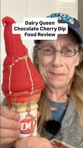 This was a mess. Dairy Queen Chocolate Dipped in Cherry Food Review #icecream #foodreviews