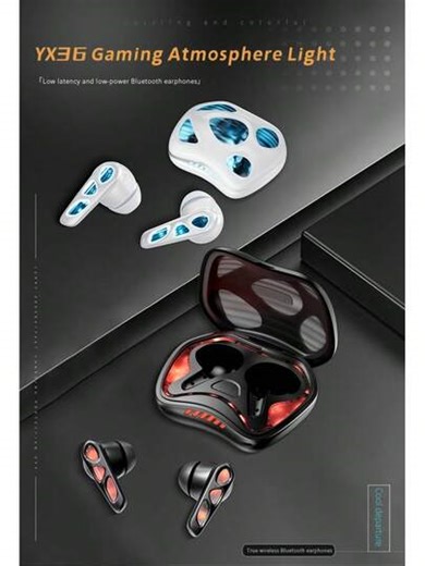 Cool LEDGamingAtmosphereLightBluetoothEarbuds,Bluetooth5. 4FastTransmission, Low Latency NoDelay, 13mmLargeDynamicDriverforSurroundSound,ENCIntelligentNoise Reduction, Audifonos Inalámbricos, Audifonos Bluetooth, Dual-Ear Call Function, Sensitive TouchOperation, Long-Lasting Battery, Comfortable Wear, Excellent For Gaming And Music, Universal Compatible With IOS Android JB2J | SHEIN