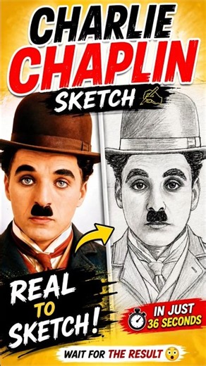 Charlie Chaplin Pencil Sketch ✍️ Realistic Drawing Process #short #PencilSketch #Drawing #SketchArt