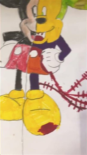 I draw Mickey Mouse in normal and scary￼ #drawing