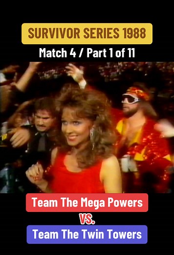 Survivor Series 1988 / Tag Team Match 4 Part 1 of 11 / November 24, 1988 at the Richfield Coliseum in Richfield Township, Ohio / The Mega Powers (Hulk Hogan and WWF World Heavyweight Champion Randy Savage), Hercules, Koko B. Ware, and Hillbilly Jim squared off against The Twin Towers (Akeem and the The Big Boss Man), Ted DiBiase, Haku, and The Red Rooster / World Wrestling Federation Retro Films #hulkhogan #machomanrandxsavage #hercules #kokobware #hillbillyjim #akeem #thebigbossman #teddibiase