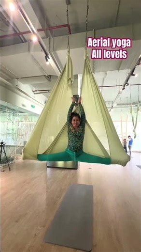 Aerial yoga for all levels ☘️#aerialyoga #yogaskills #youtubeshorts