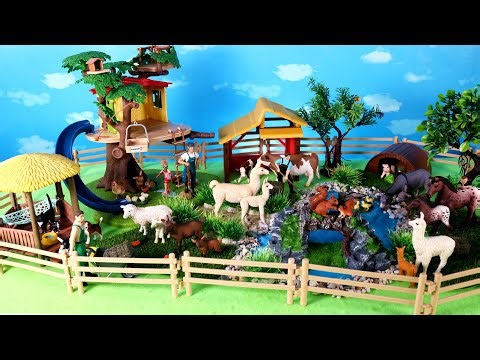 Fun Treehouse Farm Diorama and Barn Animal Figurines