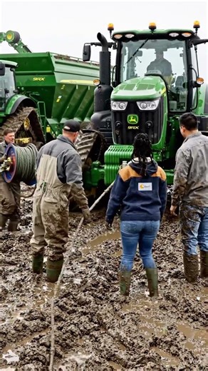 John Deere 9RX Tractor Stuck in Mud | Farmers Trying to Rescue Heavy Tractor in Field