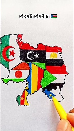 Draw Flag Map of south Sudan 🇸🇸 #southsudan #flag #map