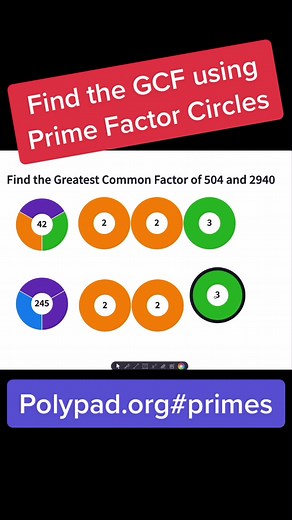 Find the GCF using prime factor circles on #polypad. #mathigon #math #mathteacher #mathsteacher #tiktokmath #numbers #numbertheory #mathteachersoftiktok
