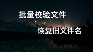 [工具软件]批量校验文件,恢复旧文件名