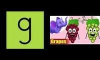 Mix of 2 videos from youtube : Have Fun Teaching Fruit Alphabet G is for Grapes