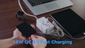 Kakyanill European Travel Plug Adapter, EU/UK/US Travel Plug Adapter Power Strip, 6 AC Outlets, 4 USB Ports (2 USB C), 3ft Wrapped Around Extension Cord, Universal Travel Adapter