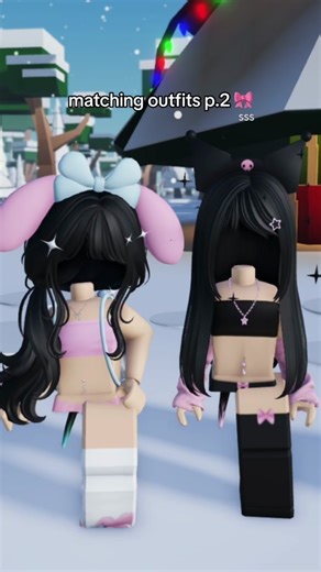 kuromi and my melody ♡ #roblox #robloxoutfitideas #fypシ #fyp #xyzabc #robloxtiktok #cuteoutfitinspo #sanrio #mymelodynkuromi