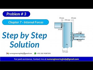 Problem 7-3 Solved: Internal Normal Force, Shear Force & Moment (RC Hibbeler Statics 14e)