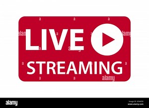 Live streaming icon vector symbol, isolated on white background. Button video player Stock Vector Image & Art - Alamy