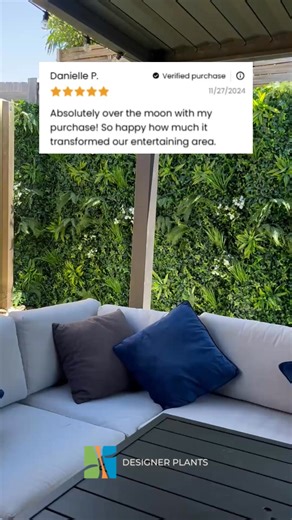 They wanted greenery without the maintenance, and they found it. 🌿 Every faux green wall tells a story, and ours are written by our customers. Watch how they turned ordinary spaces into lush, living statements with just a little creativity and a lot of love 👀 Click the link in bio and get a similar outcome for your outdoor space 🔗 | Designer Plants