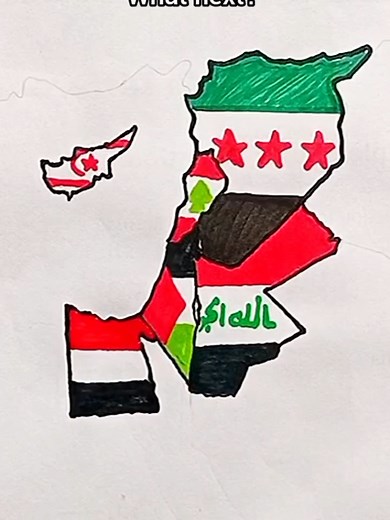 Flag Map of Tunisia, Egypt, and Libya