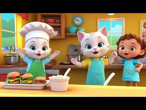 Kitty Who Is a Fast Food Manager | Funny and Cute Kids Nursery Rhyme Animation