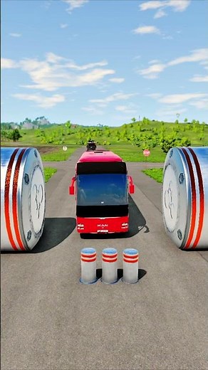 Colourful City Buses & Capsul vs Hydraulic Crush #beamng #automobile #usa #bunnybeamng