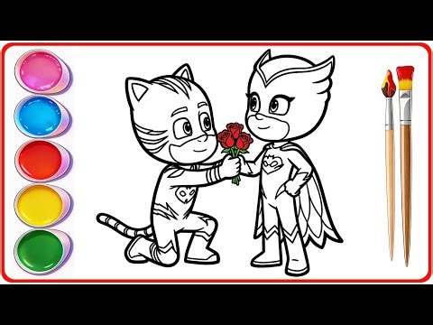PJ Masks Gekko Cries Jealous 😭 Catboy Gives Flowers to Owlette! | PJ Masks Drawing Coloring Pages